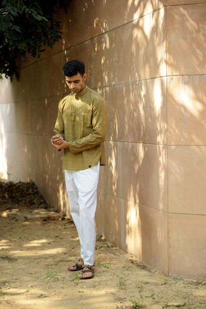 Cotton Linen Textured Short Kurta