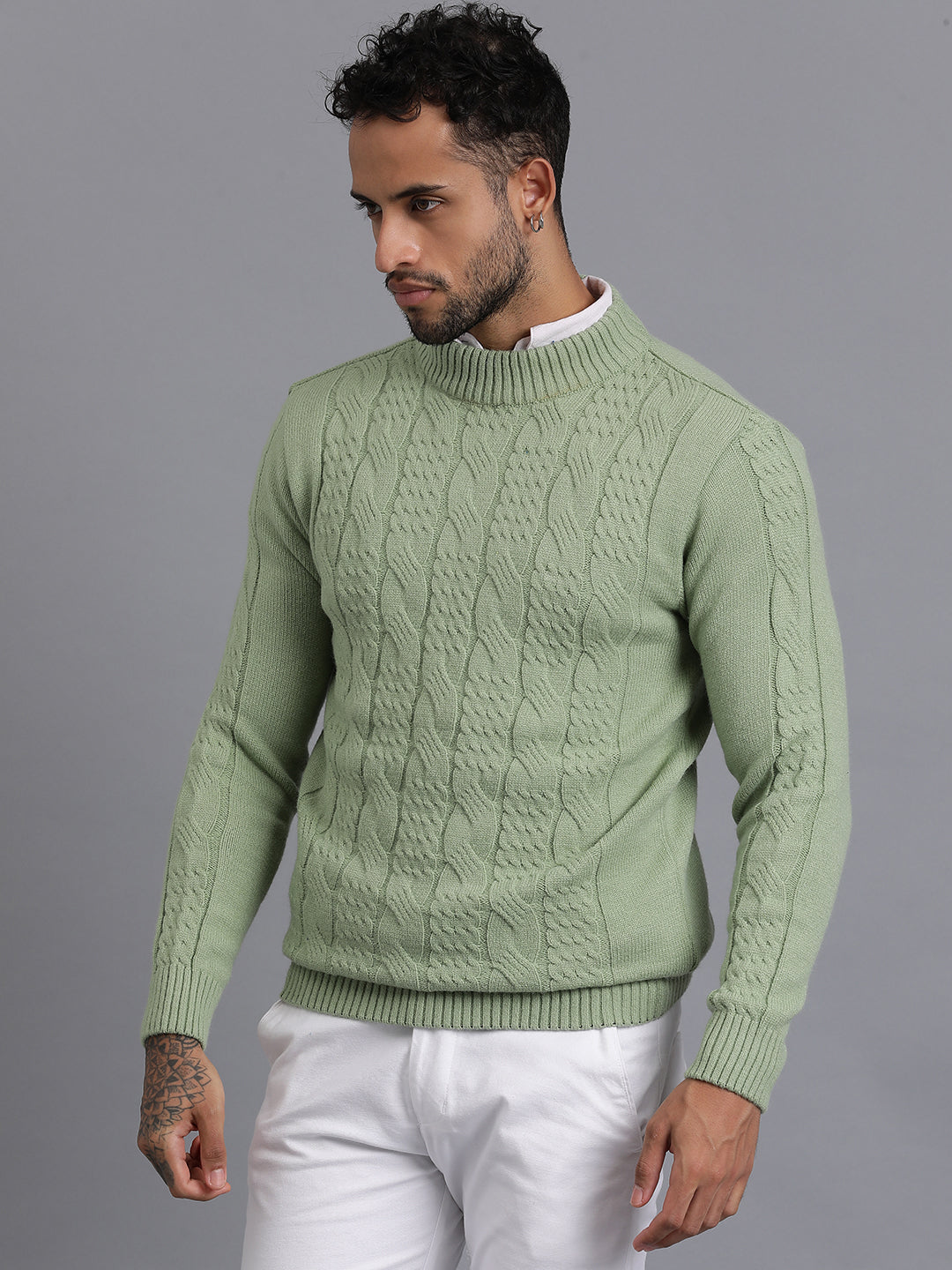 Heavy Cable Knitted Unisex Wool Unisex Sweater