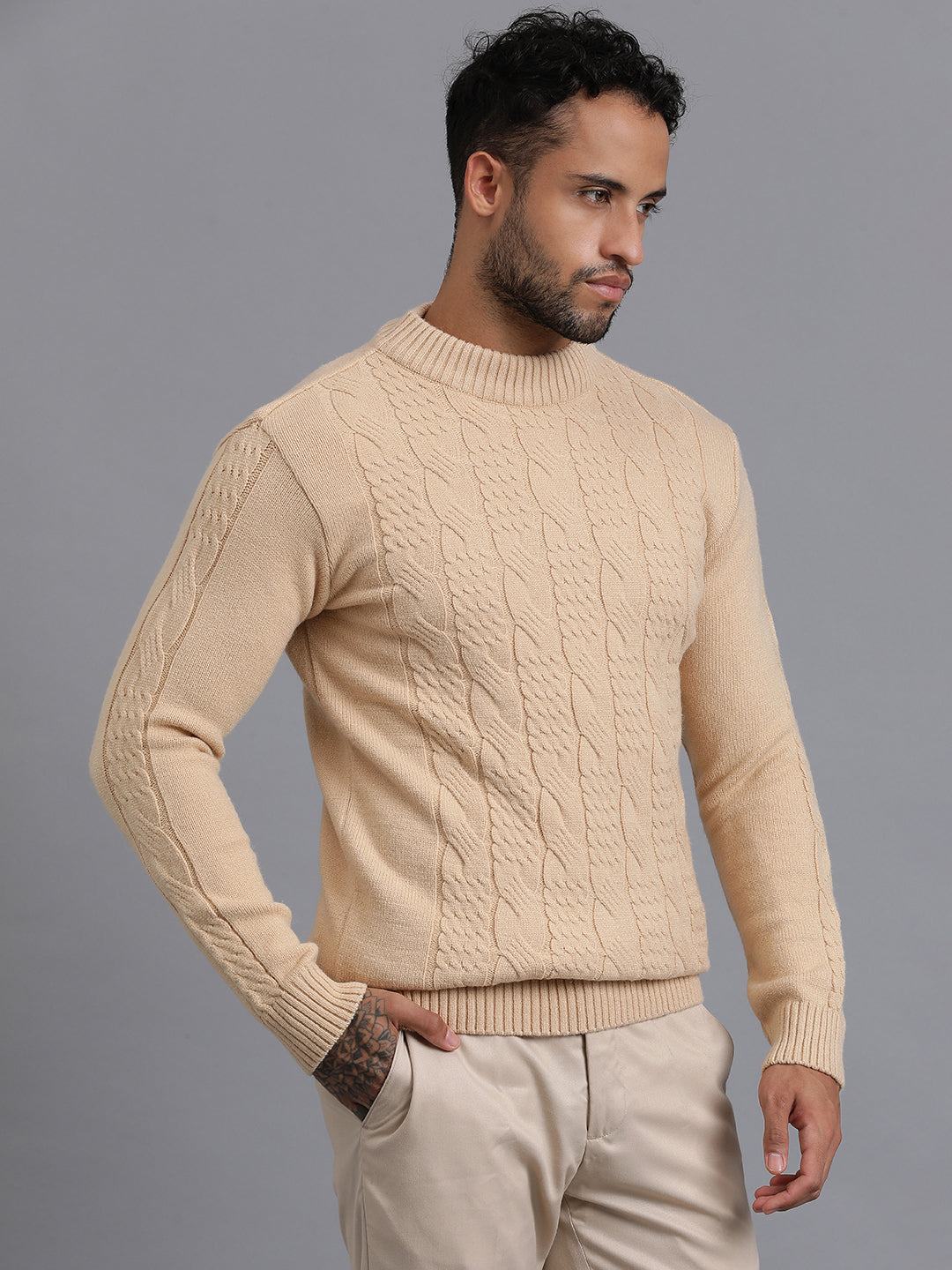 Heavy Cable Knitted Unisex Wool Unisex Sweater