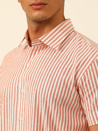 Striped Cotton Linen Slim Fit Shirt