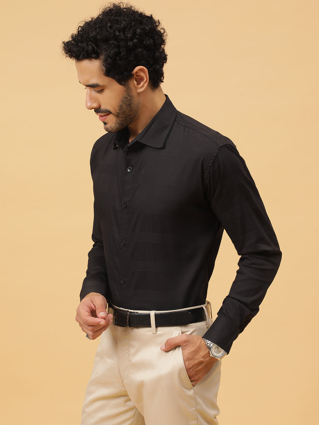 Checkered Egyptian Lycra Giza Cotton Formal Shirt