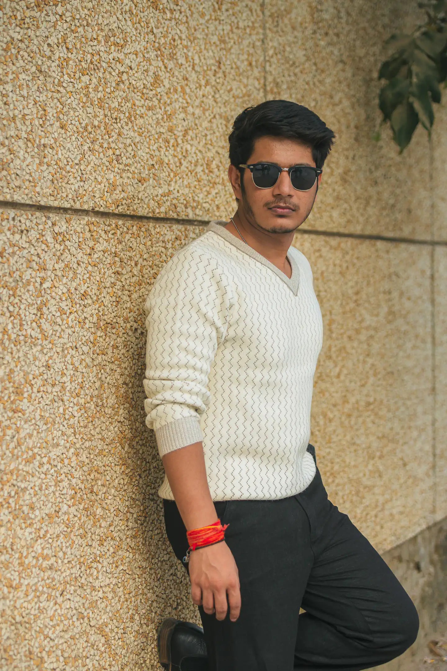 Designer V-Neck Knitted Sweater