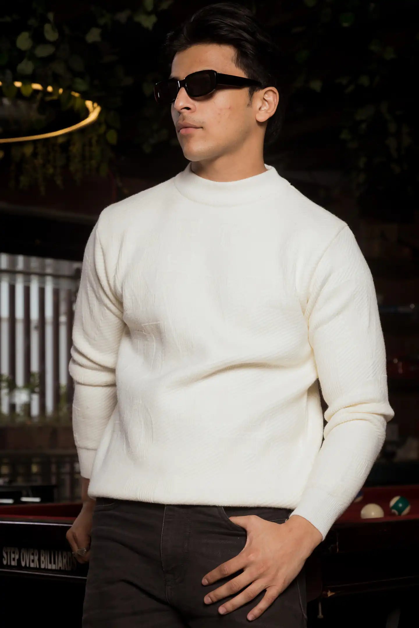 Designer Mock Neck Knitted Sweater