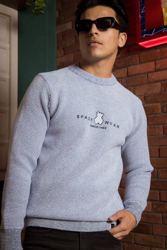 Designer Mock Neck Knitted Sweater