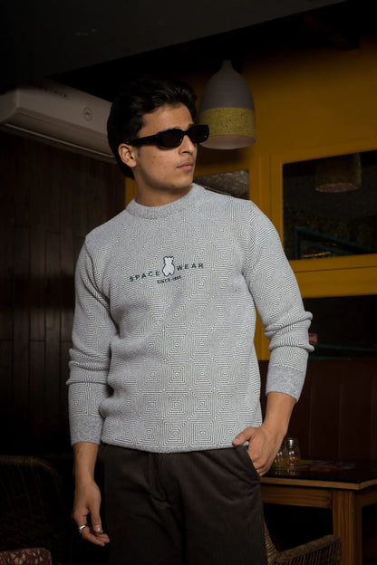 Designer Mock Neck Knitted Sweater