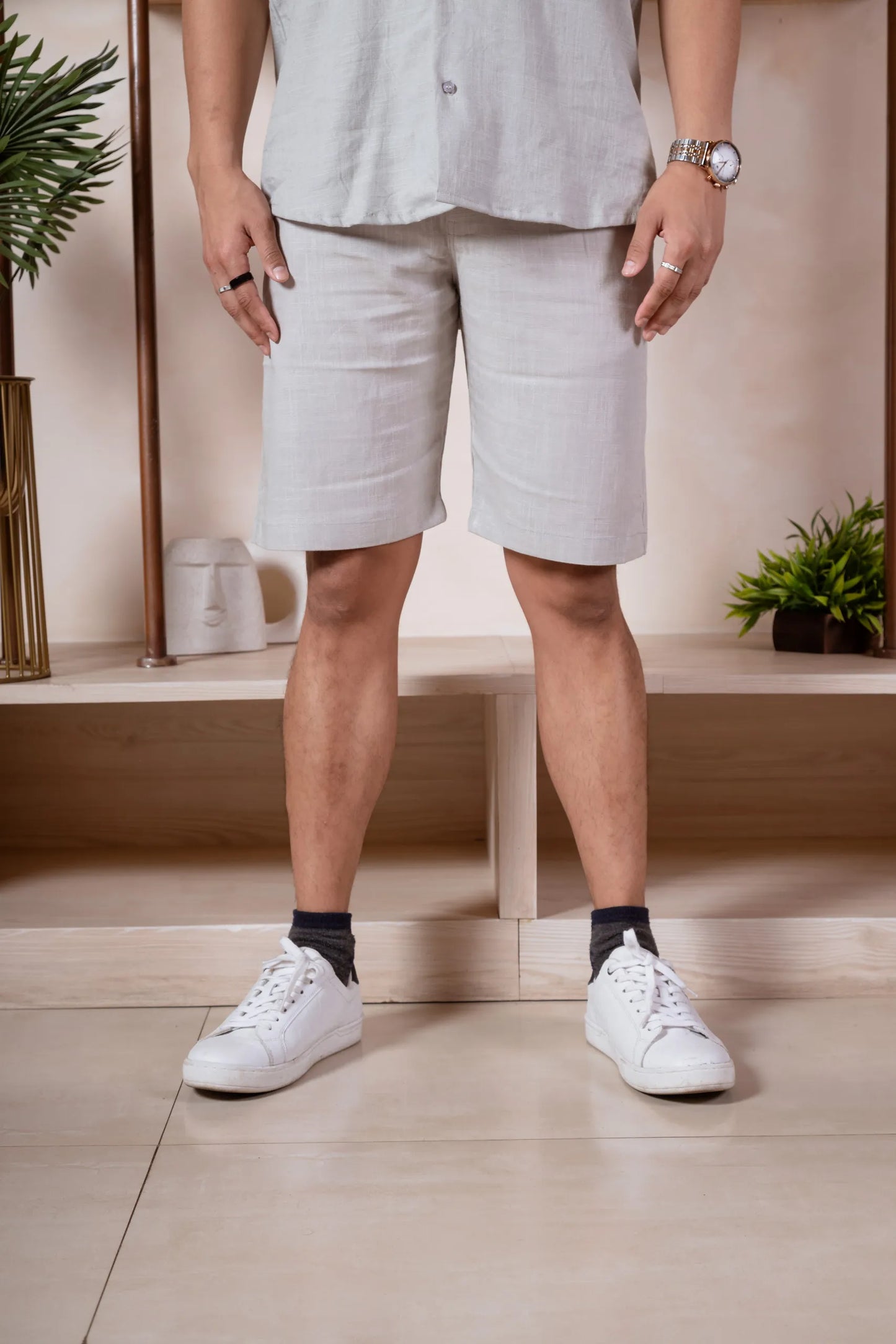 Men Relaxed Fit Linen Shorts