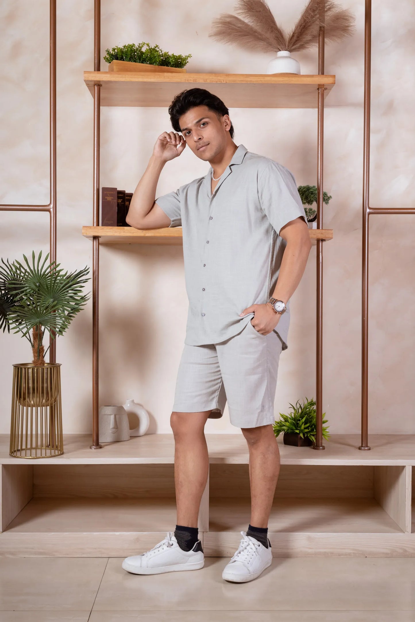 Men Relaxed Fit Linen Shorts