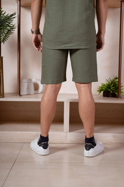 Men Relaxed Fit Linen Shorts