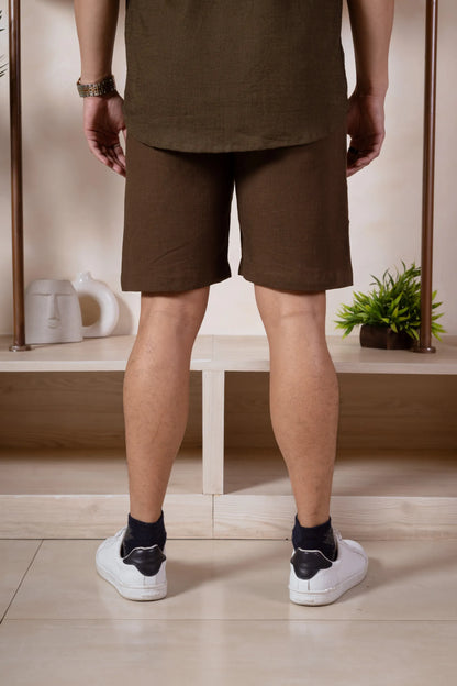 Men Relaxed Fit Linen Shorts