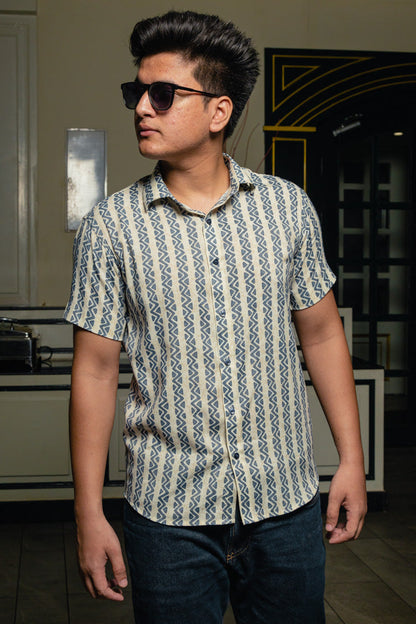 Geometrical Stripes Premium Rayon Slim Fit Unisex Shirt