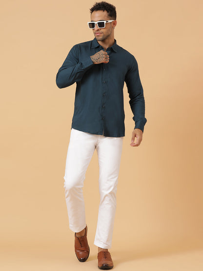 Solid Rayon Slim Fit Shirt