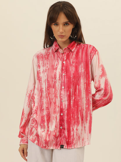 Striped Tie Dye Pashmina Rayon Regular Fit Women Shirt