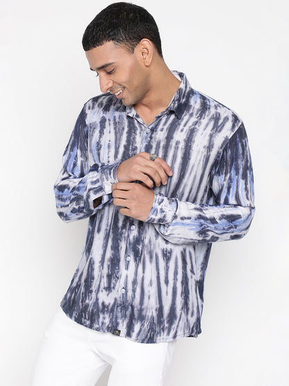 Striped Tie Dye Pashmina Rayon Regular Fit Unisex Shirt