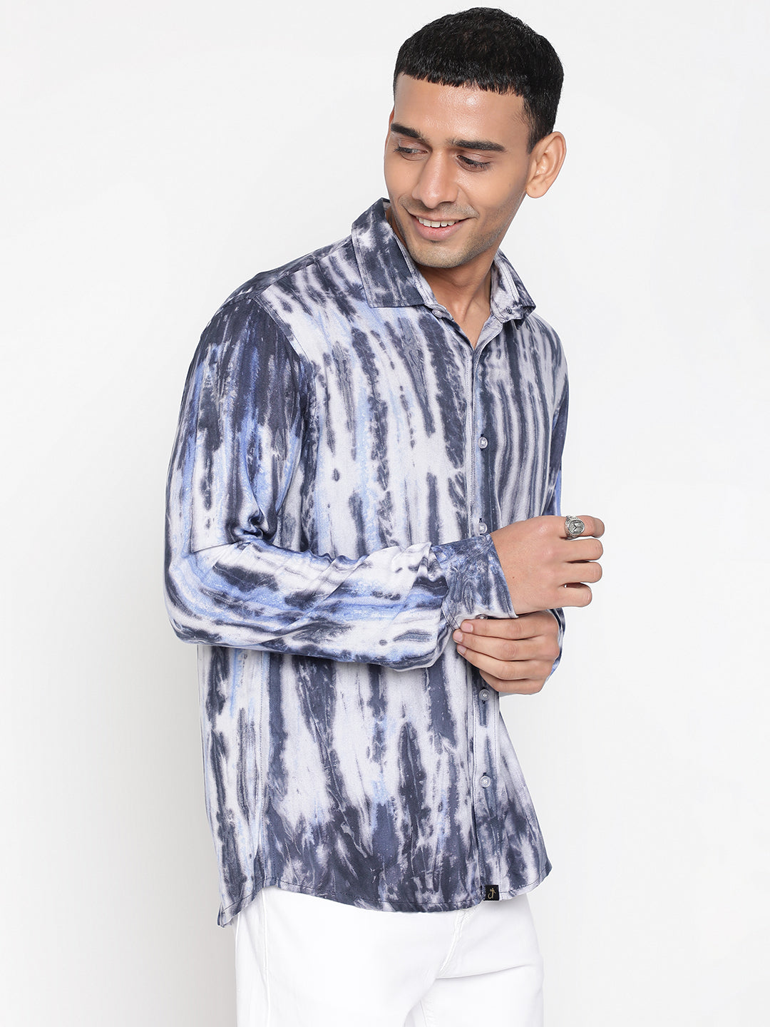 Striped Tie Dye Pashmina Rayon Regular Fit Unisex Shirt