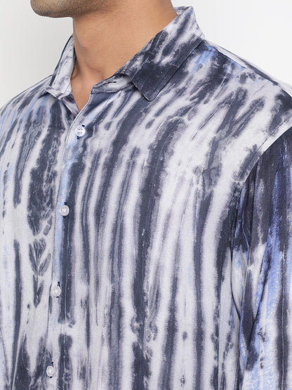 Striped Tie Dye Pashmina Rayon Regular Fit Unisex Shirt