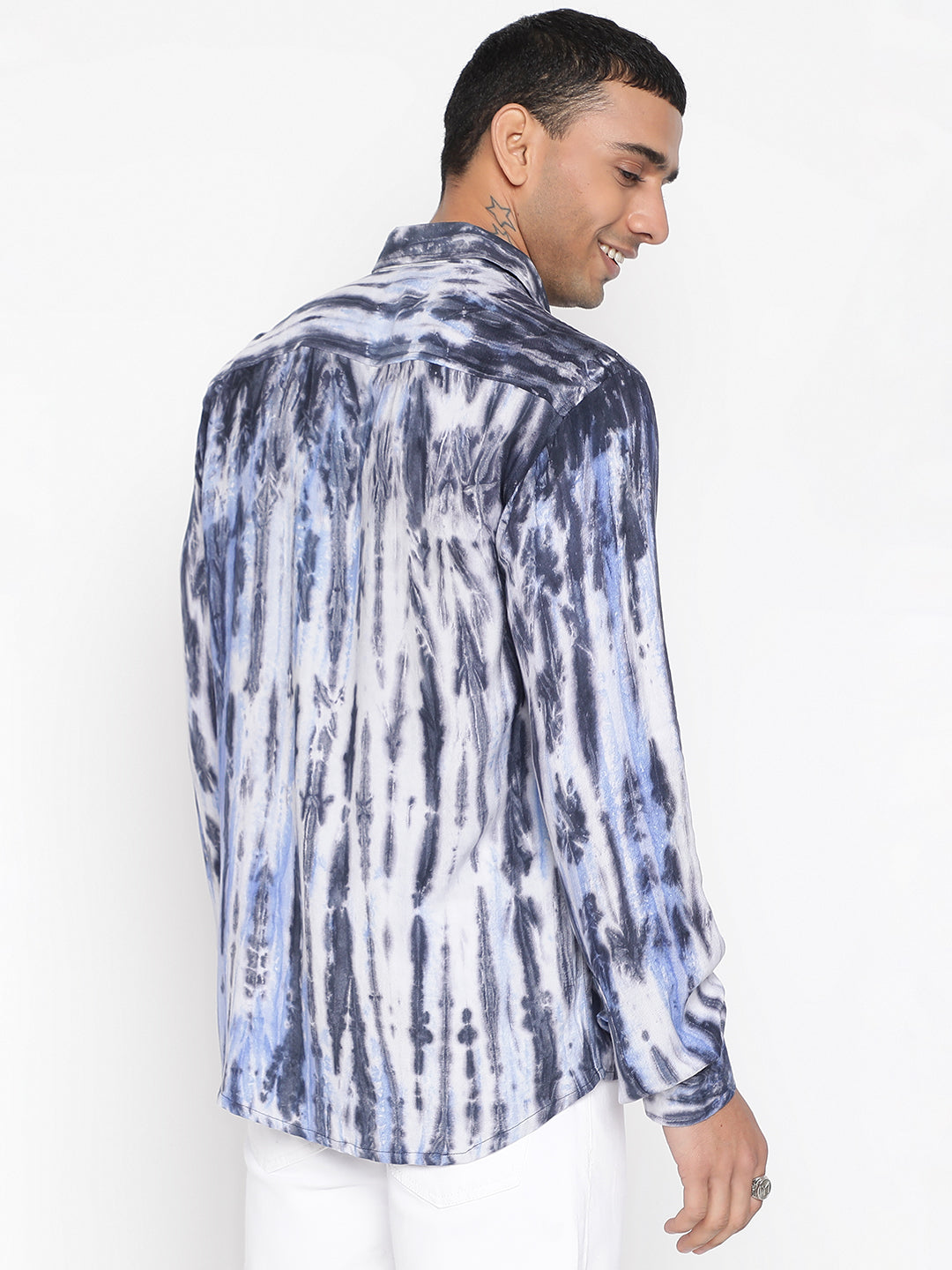 Striped Tie Dye Pashmina Rayon Regular Fit Unisex Shirt