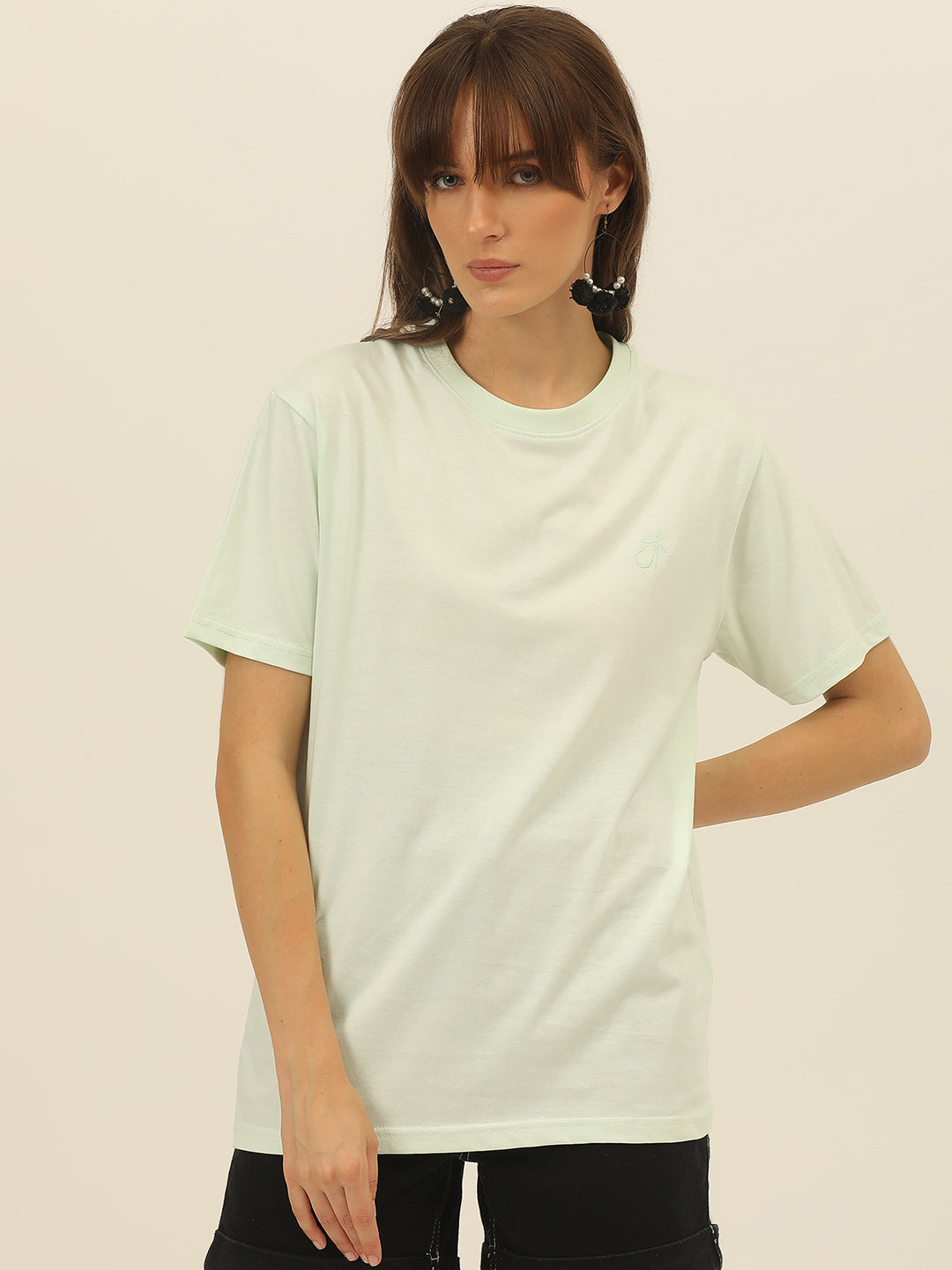 Solid Round Neck Women Comfort Fit T-Shirt