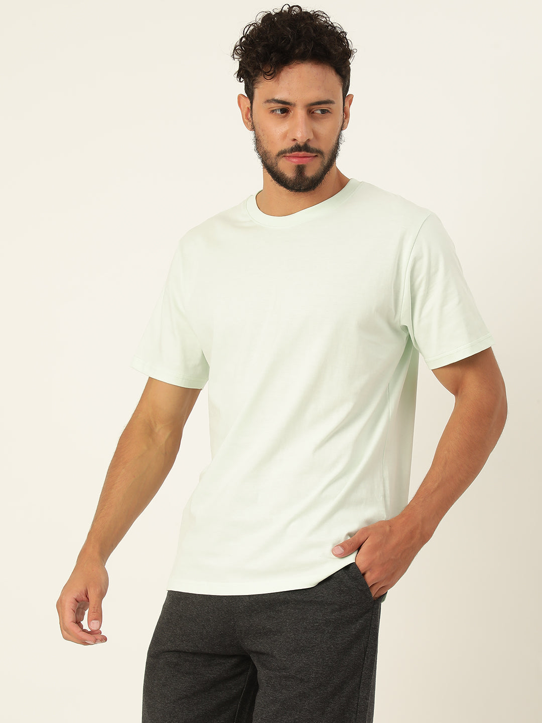 Solid Round Neck Men Comfort Fit T-Shirt