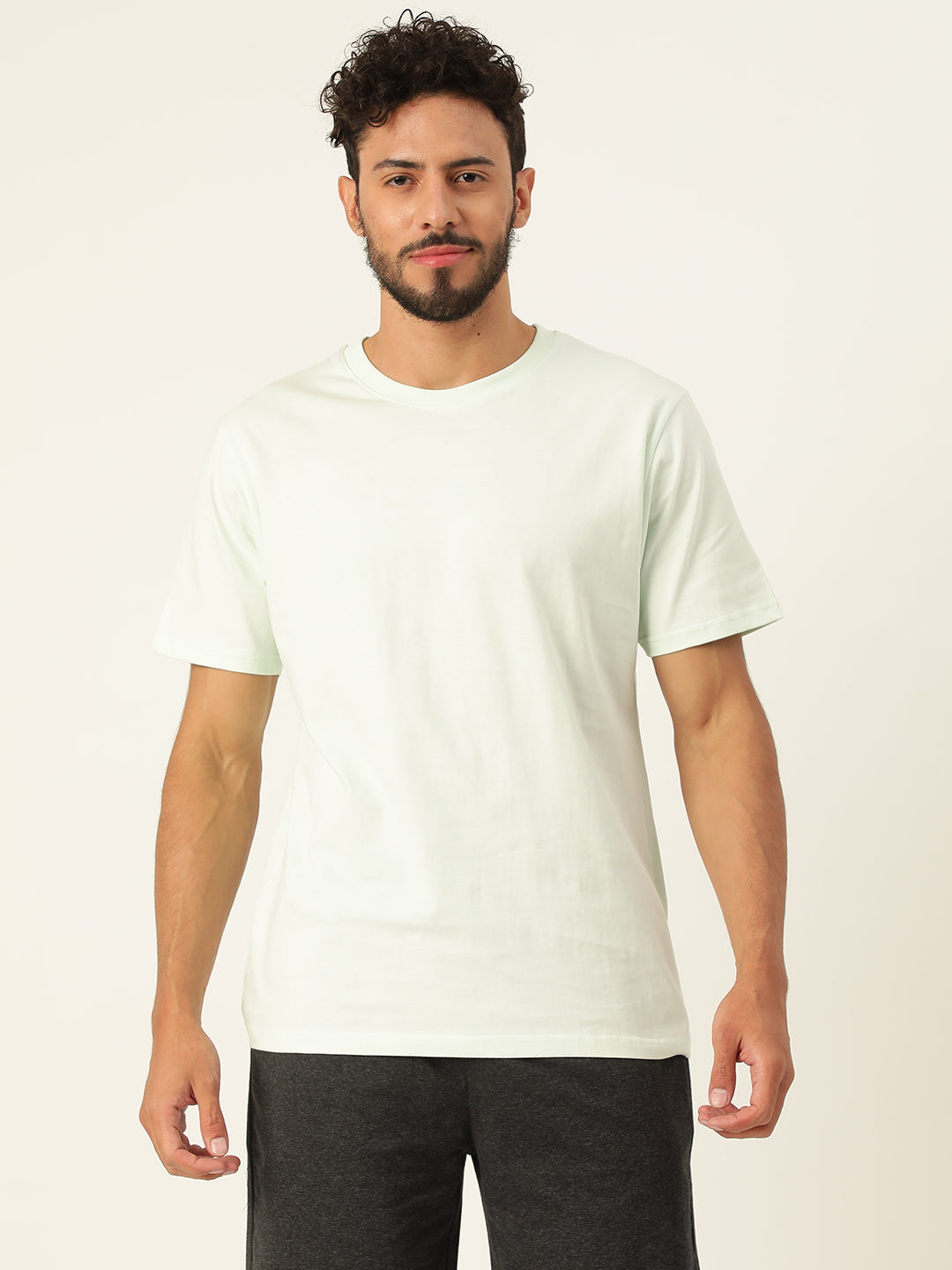 Solid Round Neck Men Comfort Fit T-Shirt