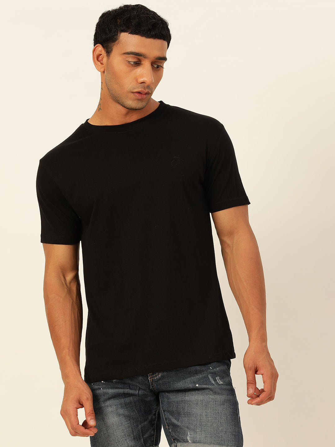 Solid Round Neck Men Comfort Fit T-Shirt