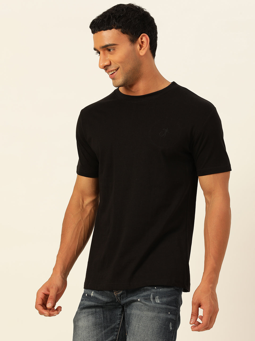 Solid Round Neck Men Comfort Fit T-Shirt