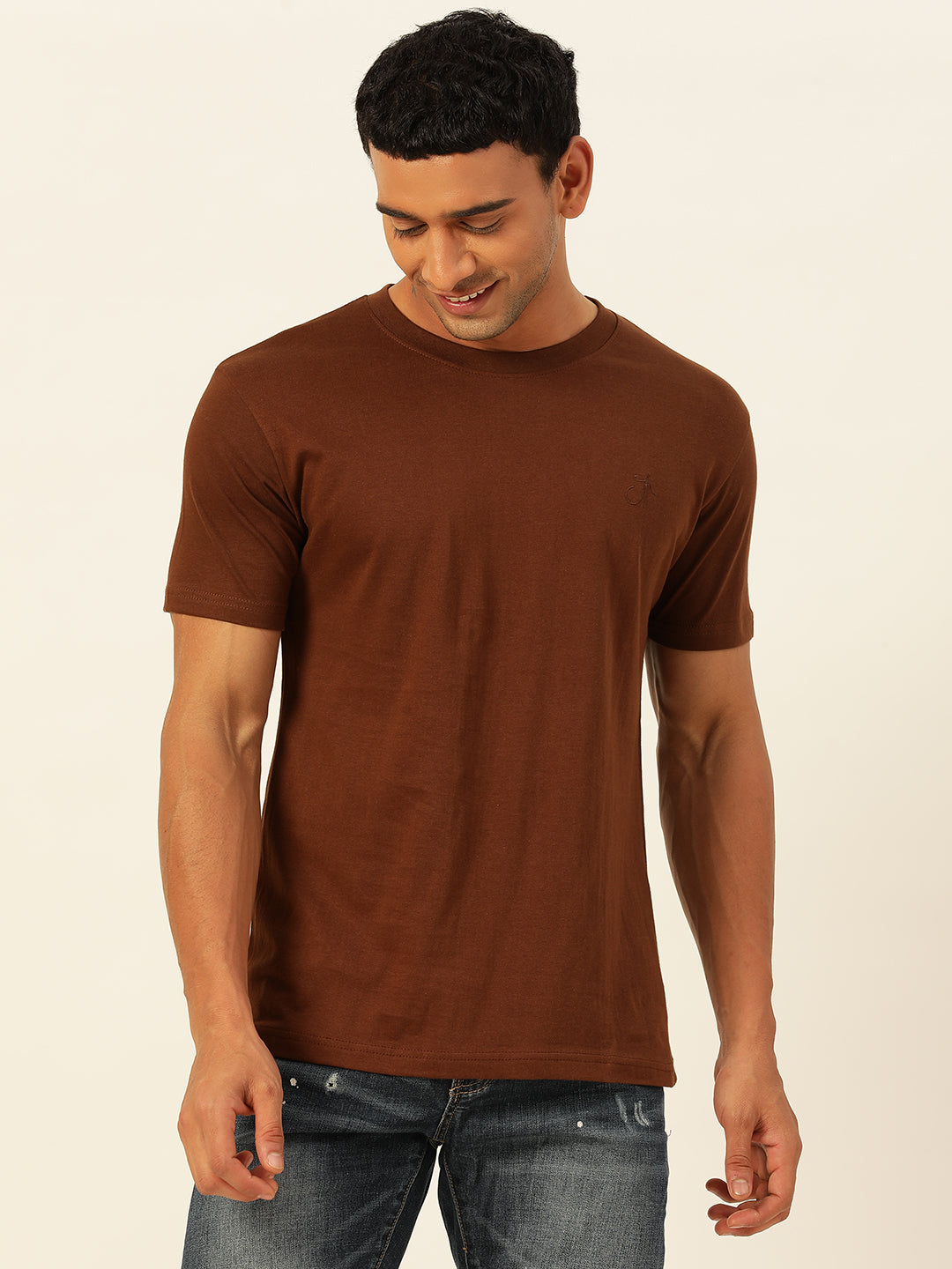 Solid Round Neck Men Comfort Fit T-Shirt