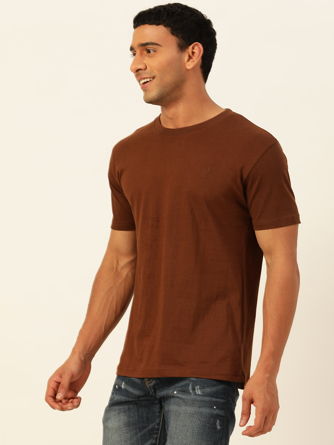 Solid Round Neck Men Comfort Fit T-Shirt