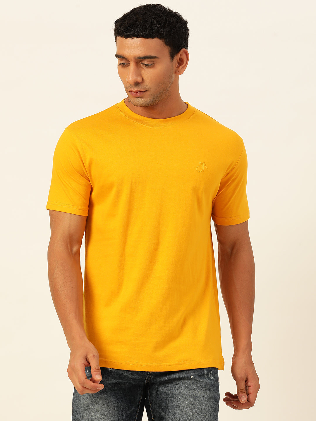 Solid Round Neck Men Comfort Fit T-Shirt