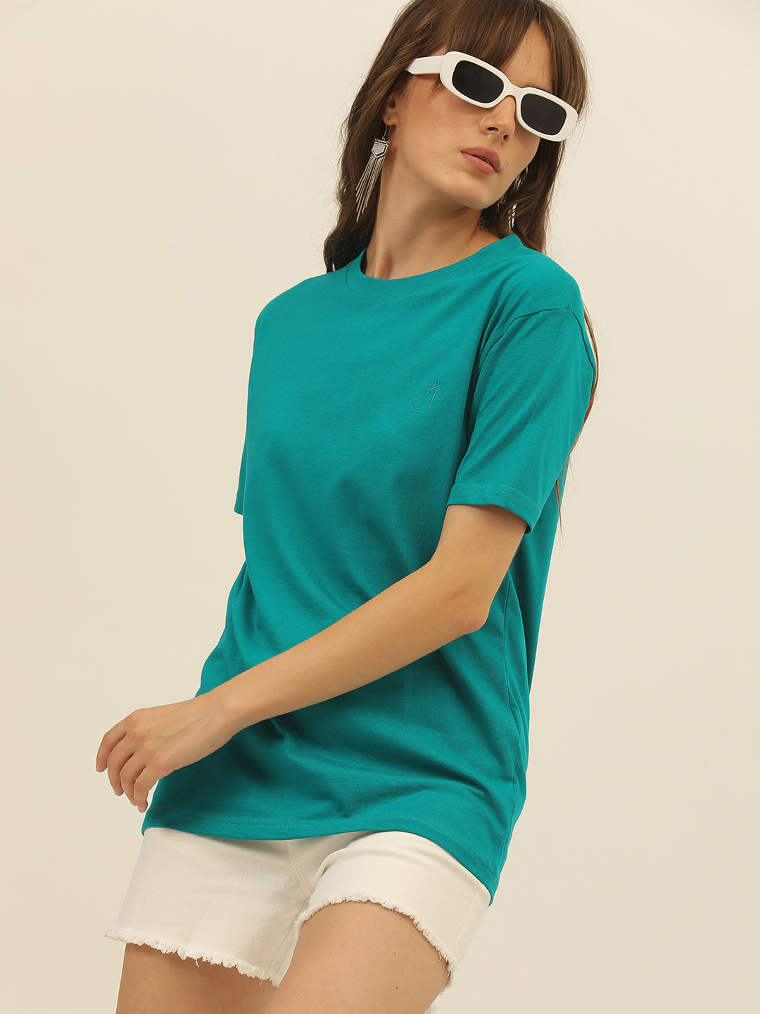 Solid Round Neck Women Comfort Fit T-Shirt