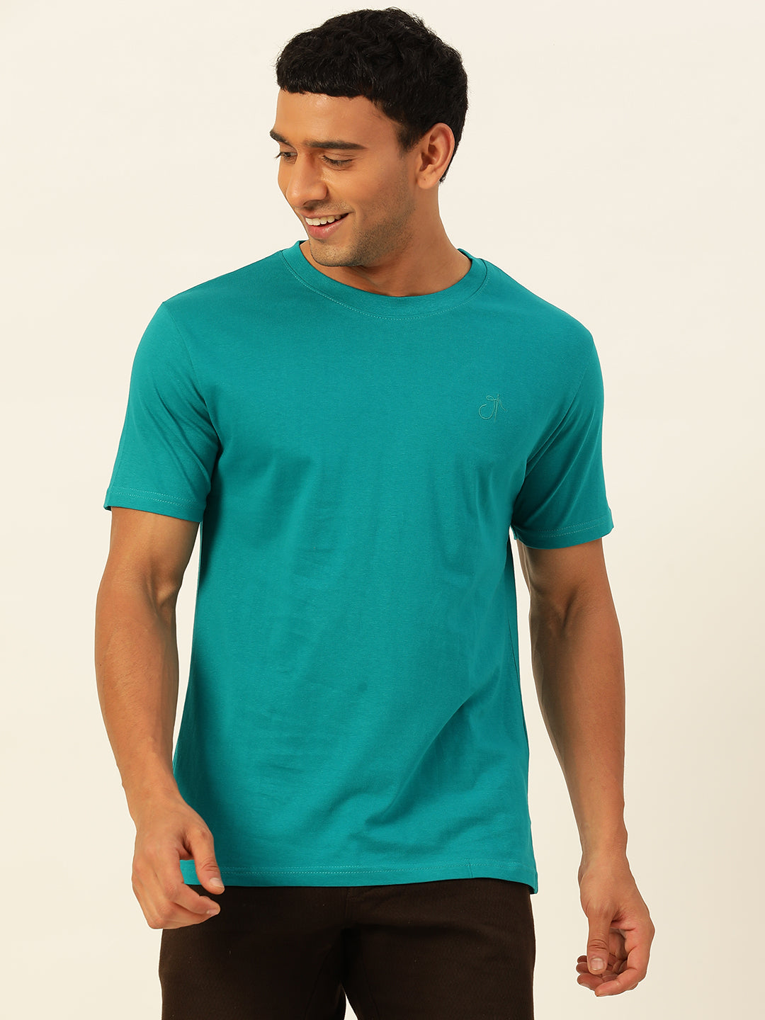 Solid Round Neck Men Comfort Fit T-Shirt