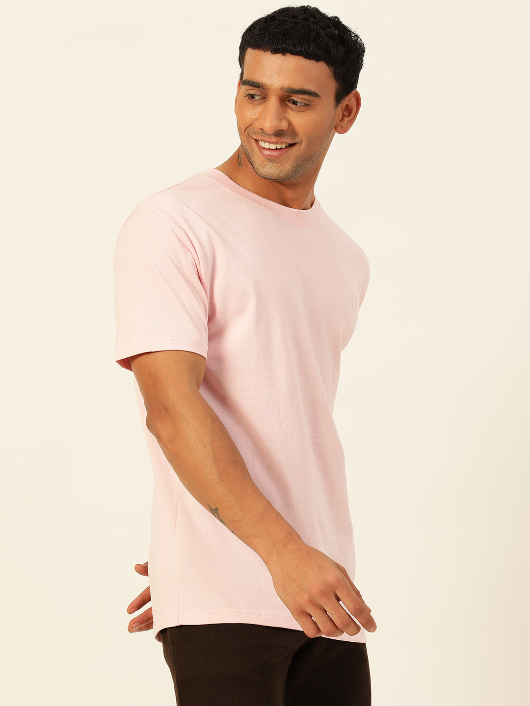 Solid Round Neck Men Comfort Fit T-Shirt