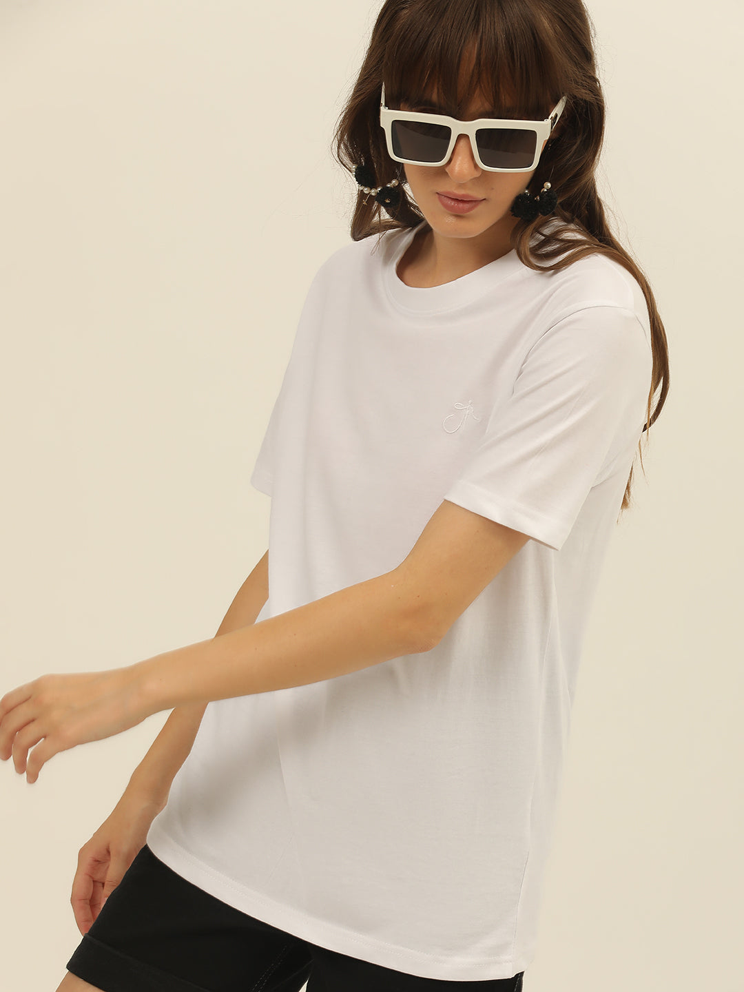 Solid Round Neck Women Comfort Fit T-Shirt