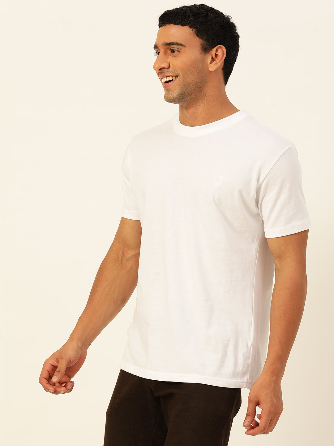 Solid Round Neck Men Comfort Fit T-Shirt