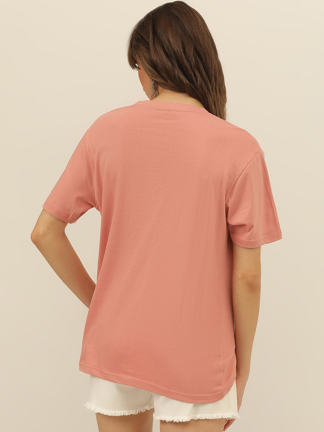 Solid Round Neck Women Comfort Fit T-Shirt