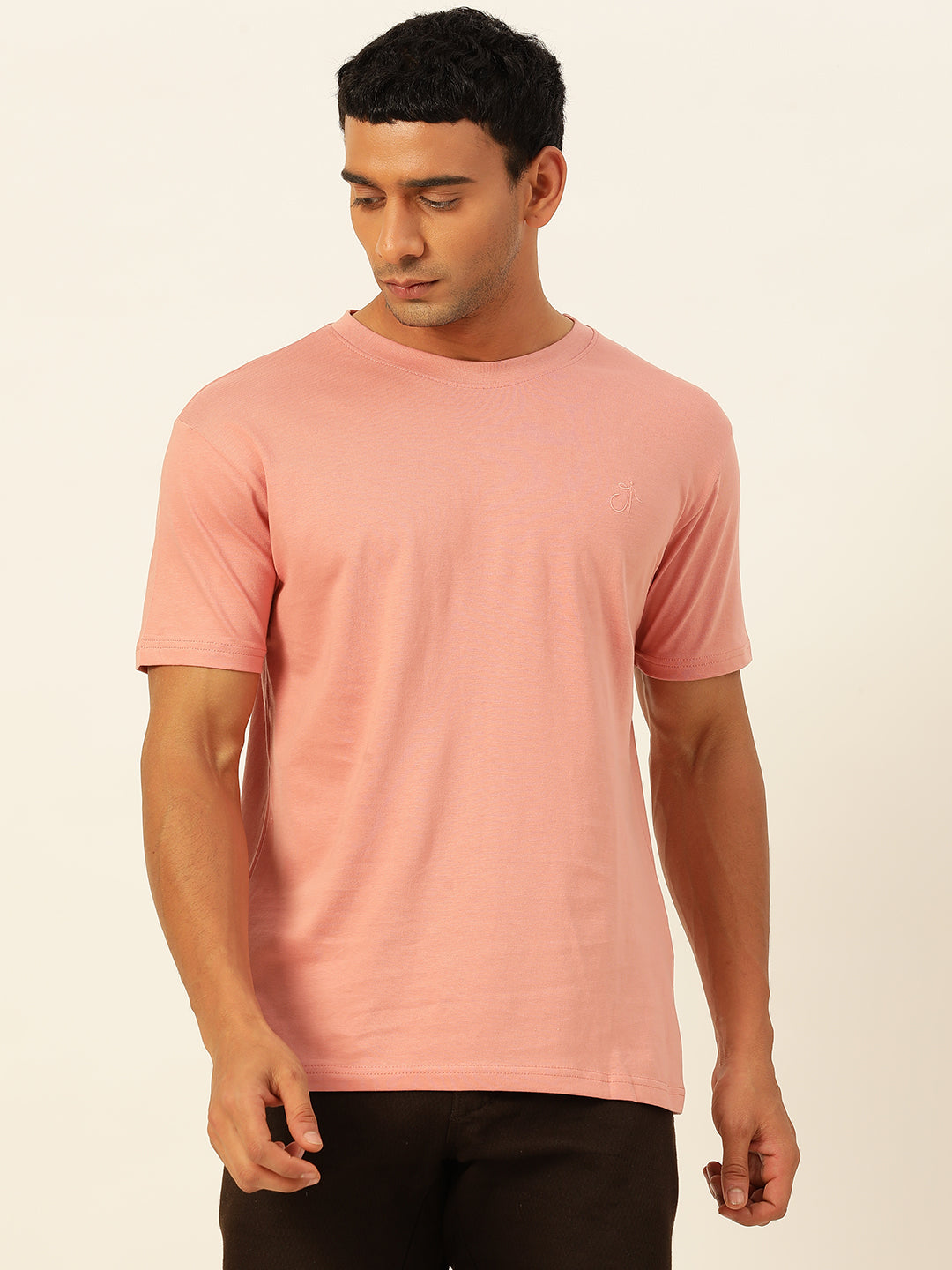 Solid Round Neck Men Comfort Fit T-Shirt