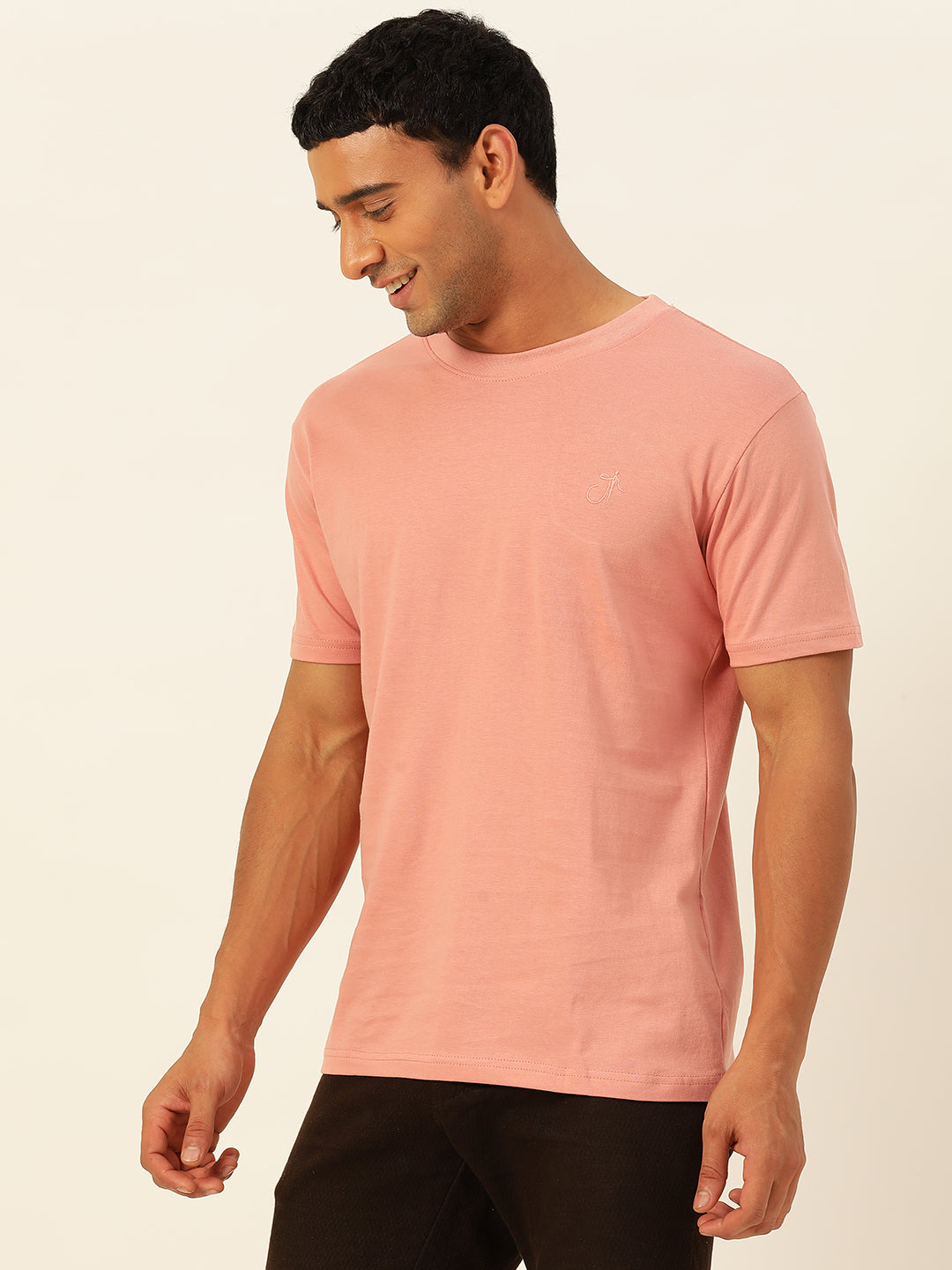 Solid Round Neck Men Comfort Fit T-Shirt