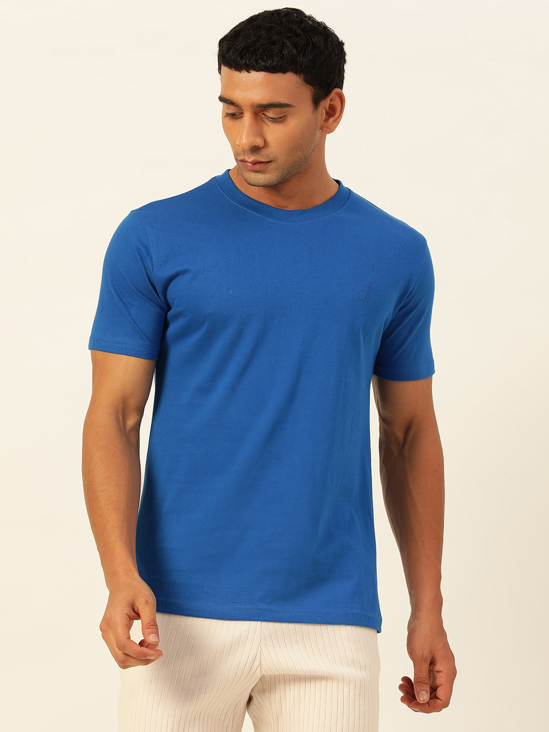 Solid Round Neck Men Comfort Fit T-Shirt