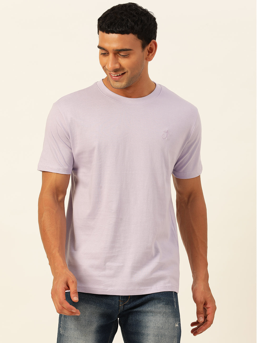 Solid Round Neck Men Comfort Fit T-Shirt