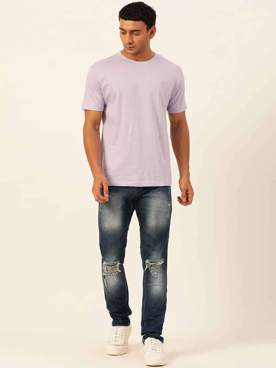 Solid Round Neck Men Comfort Fit T-Shirt