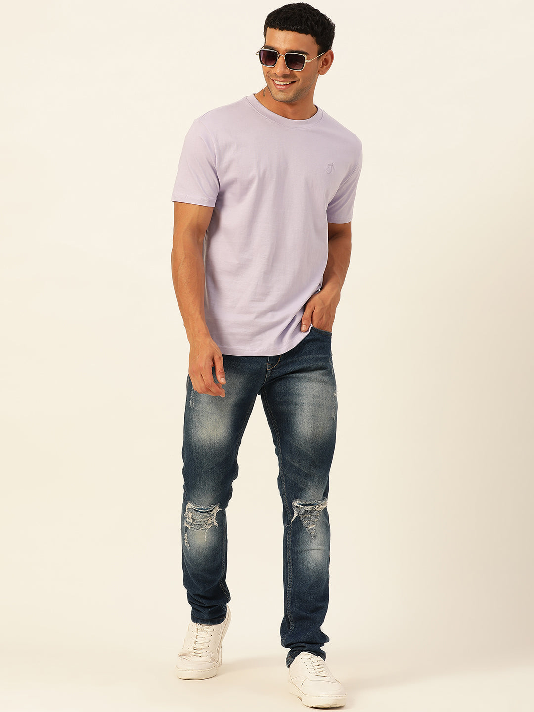 Solid Round Neck Men Comfort Fit T-Shirt