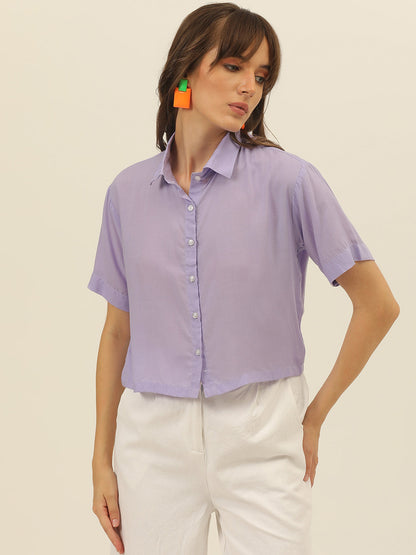 Softest Pastel Coloured Modal Women Crop Shirt