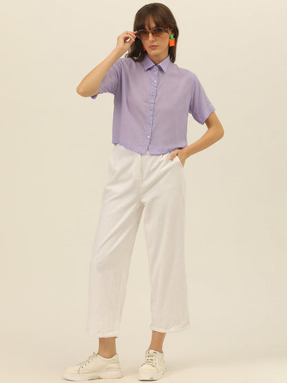 Softest Pastel Coloured Modal Women Crop Shirt