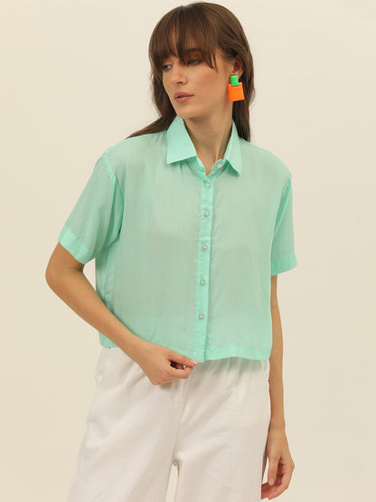 Softest Pastel Coloured Modal Women Crop Shirt