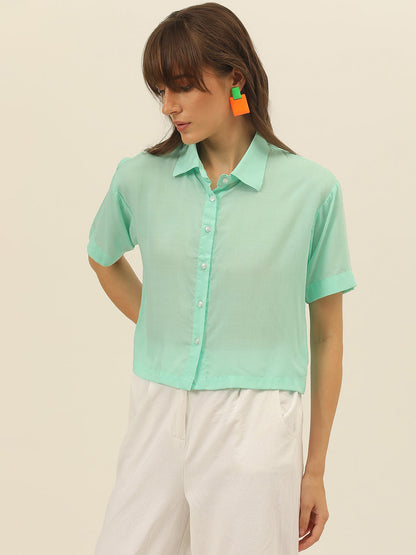 Softest Pastel Coloured Modal Women Crop Shirt