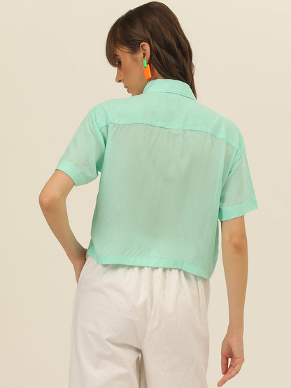 Softest Pastel Coloured Modal Women Crop Shirt