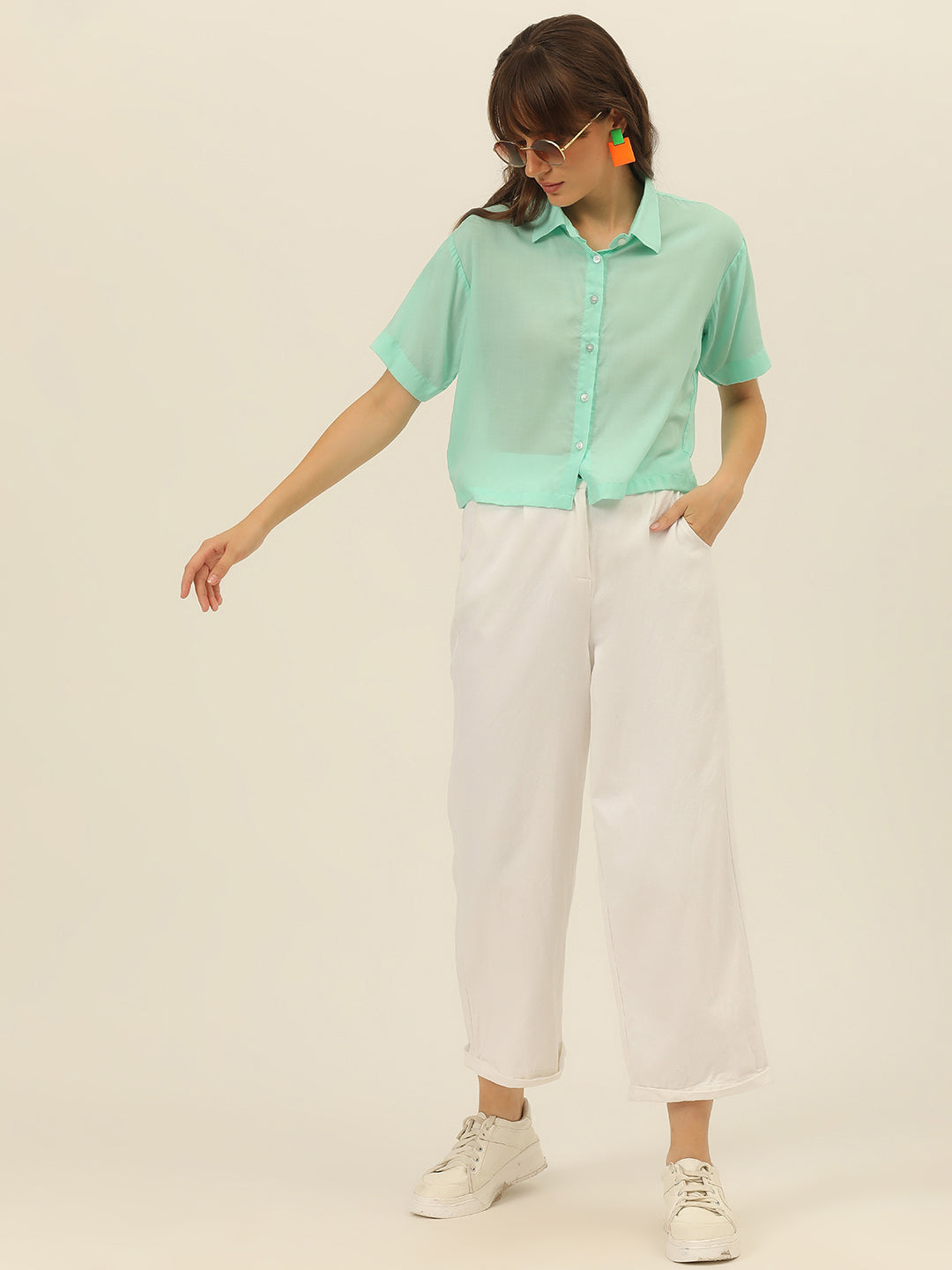 Softest Pastel Coloured Modal Women Crop Shirt