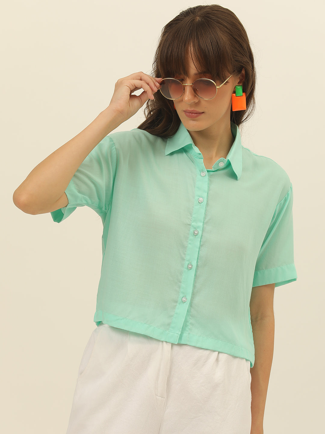 Softest Pastel Coloured Modal Women Crop Shirt