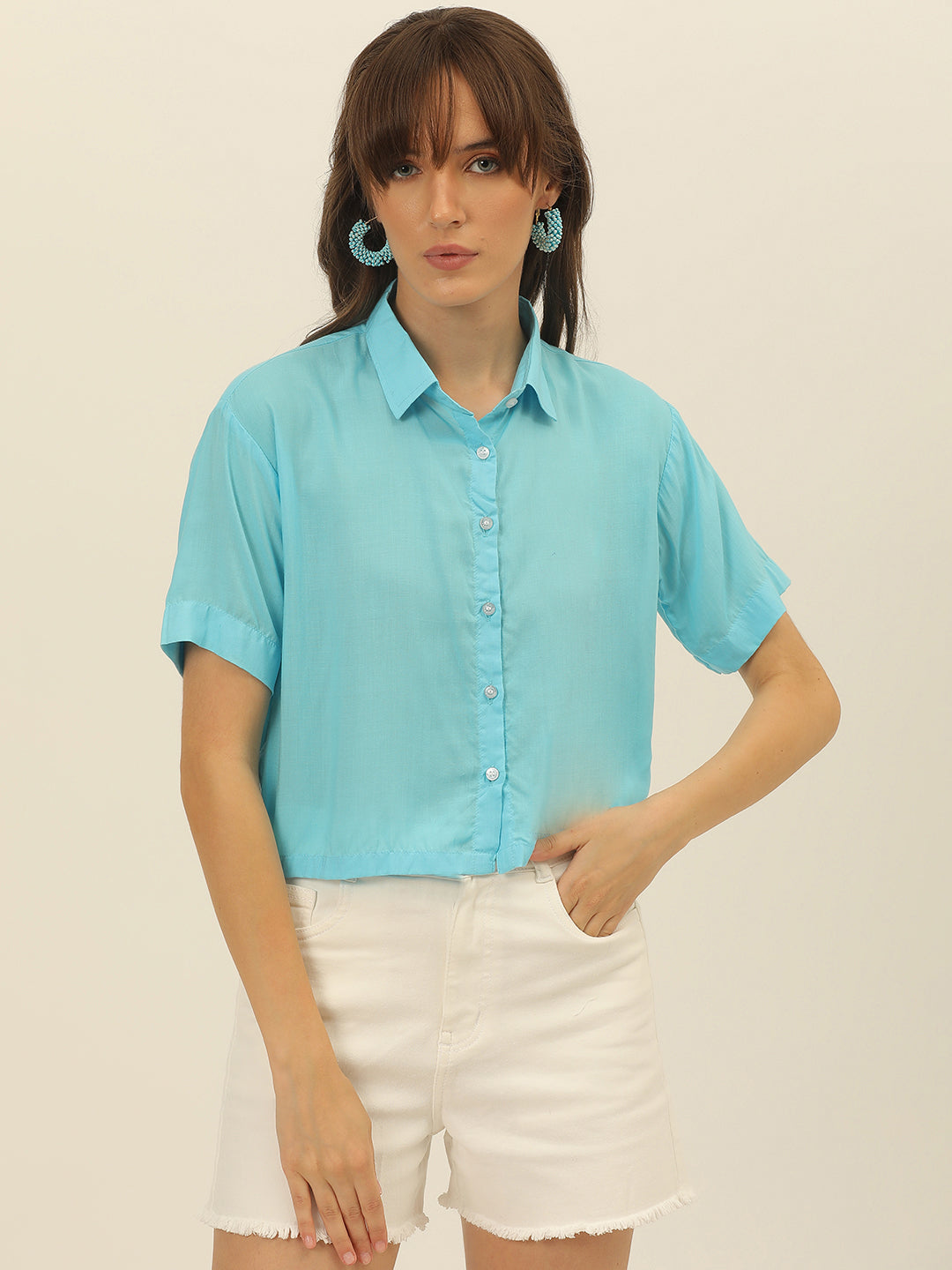 Softest Pastel Coloured Modal Women Crop Shirt