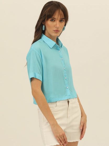 Softest Pastel Coloured Modal Women Crop Shirt