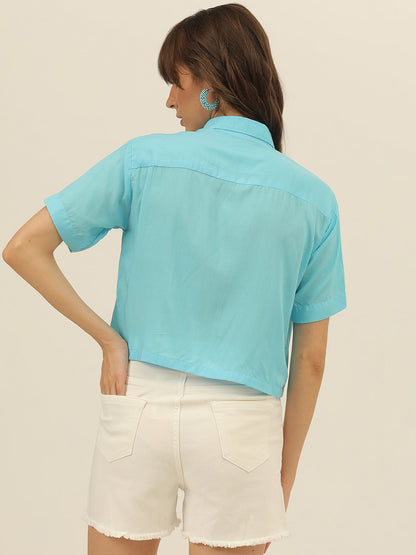 Softest Pastel Coloured Modal Women Crop Shirt